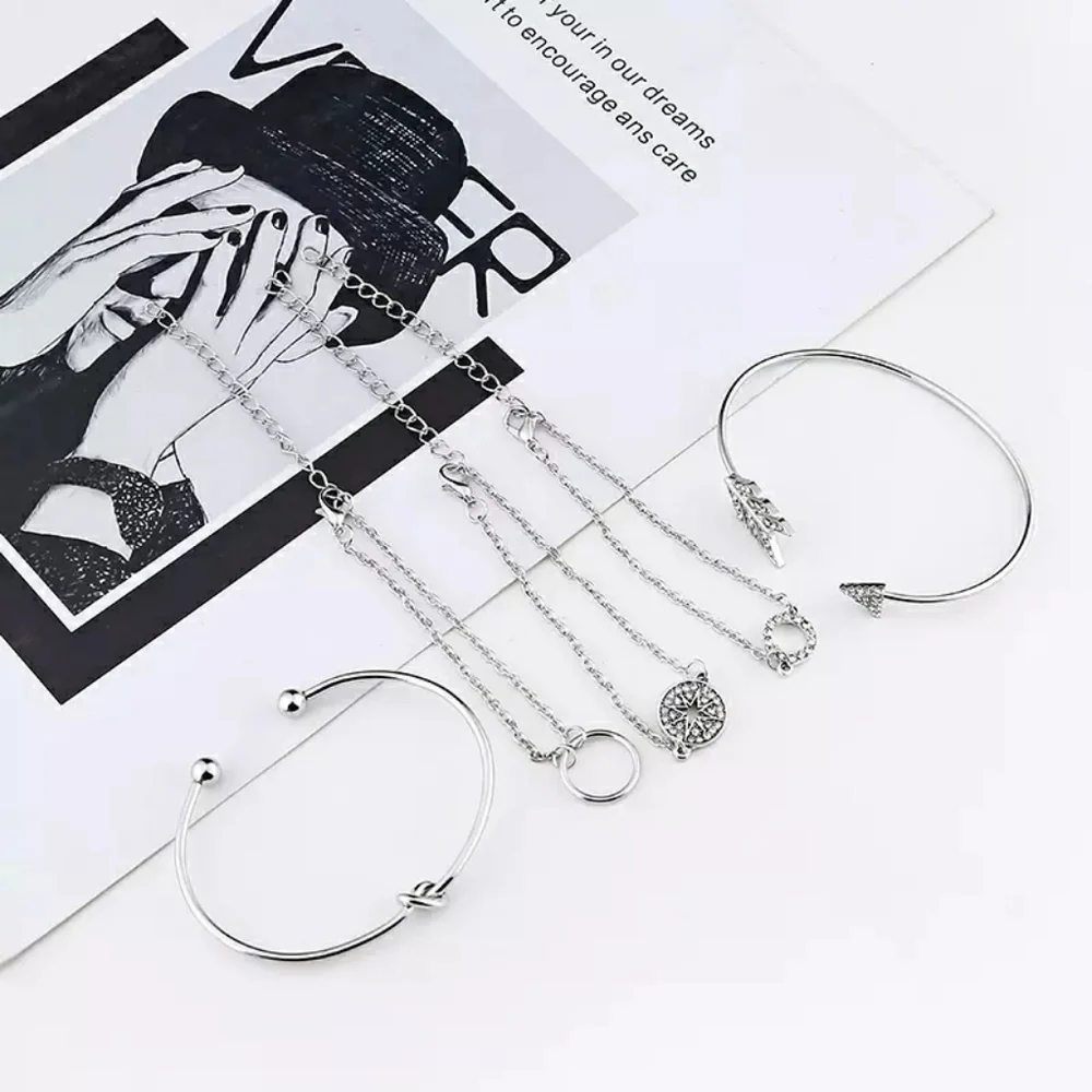 NEW | Arrow Compass 5 PC Silver Pave Bracelet Set - Picture 4 of 10